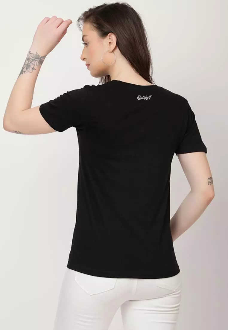 Always Awesome Relaxed Short Sleeve Stylish Black Cotton Casual Graphic Print Tee/TShirt