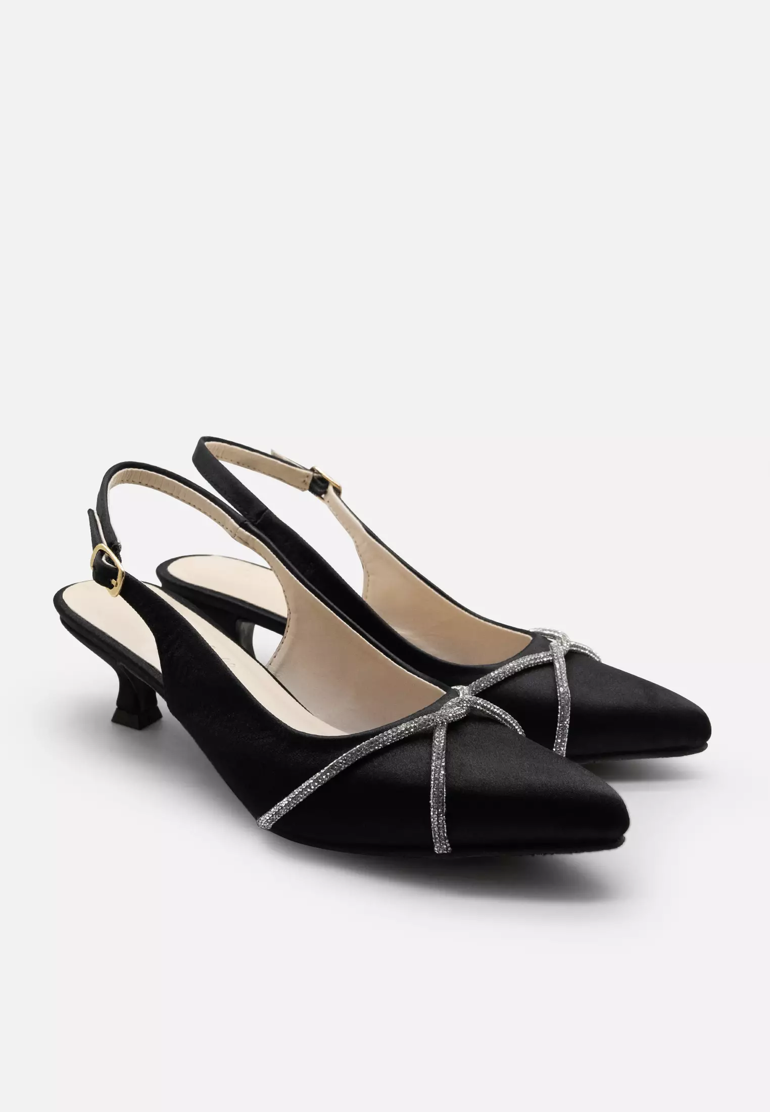 Quinn Pointed Toe Slingback Kitten Heels Sepatu Wanita Pesta