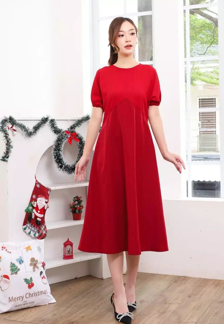 Clementine Midi Dress in Red