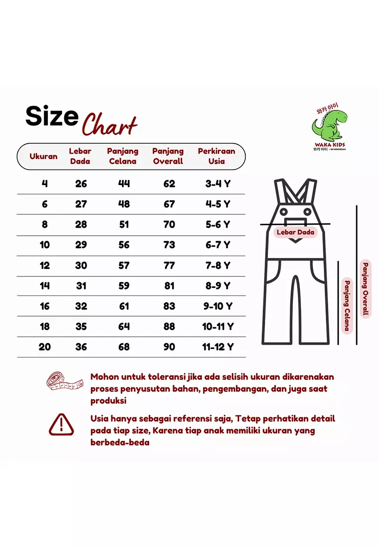 Wakakids Overall Jeans Anak Baju Kodok Celana Panjang Jumpsuit Denim Snow Wash 056 Vench
