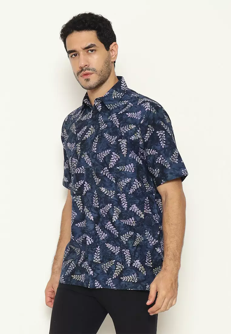 Signature Hadinata Batik Pria Kemeja Pendek Cap Furing Vasant