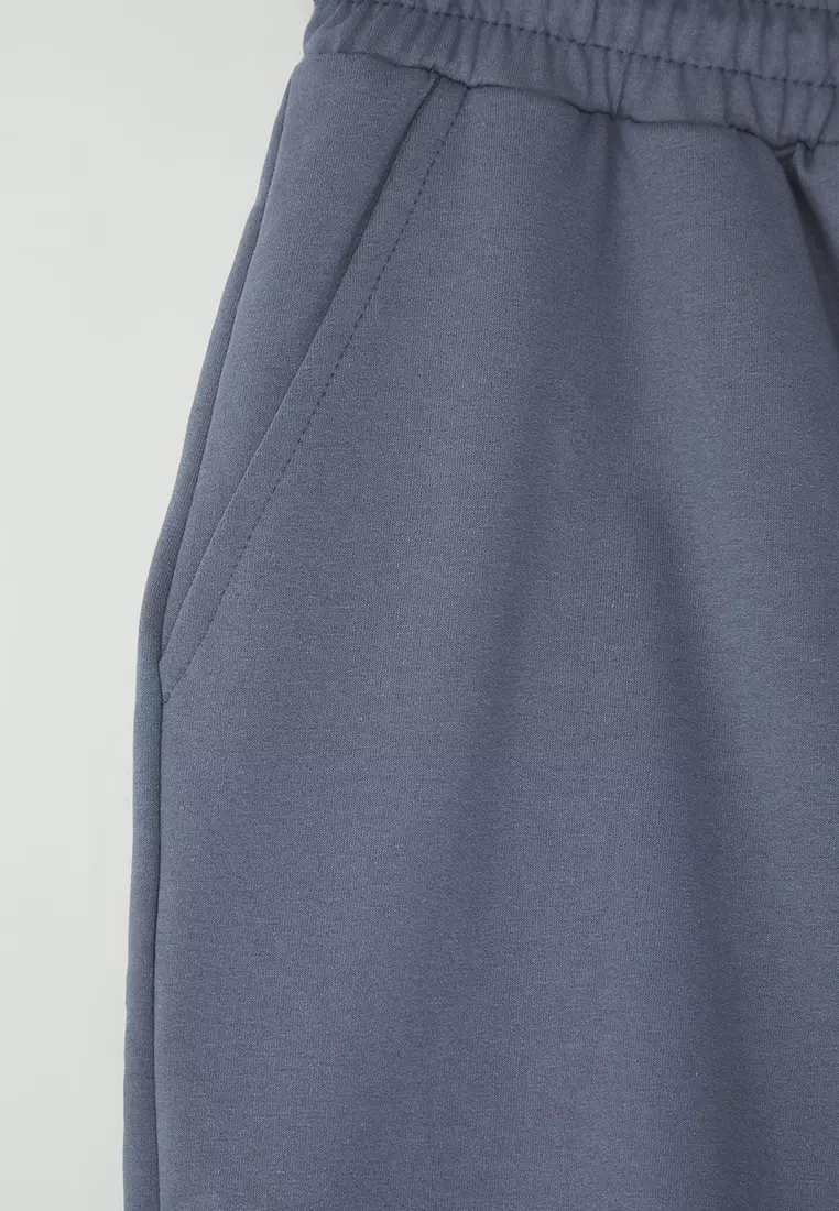 Blue Basic Oversize/Wide Cut Elastic Waist Lace-Up Shorts TMNSS22SR0257