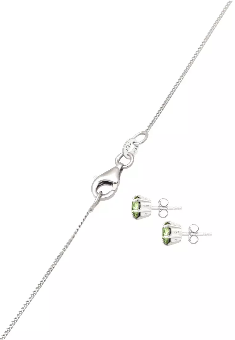 Set Perhiasan Perak 925 Wanita Classic Green Crystal