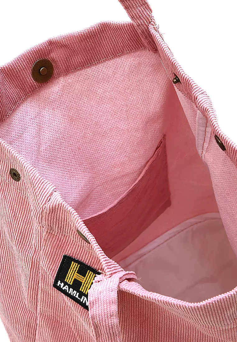 Millane Totebag Wanita Polos Kasual Large Storage Material Soft Corduroy ORIGINAL - Pink