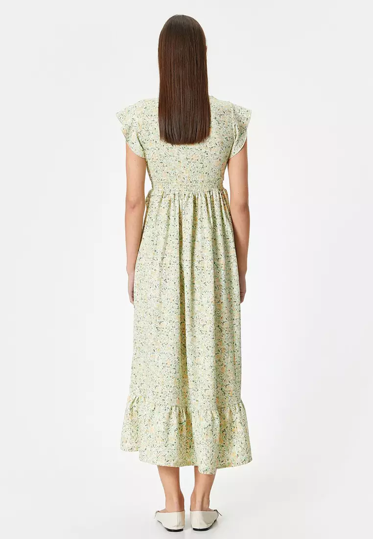 Flutter Sleeves Midi Dress