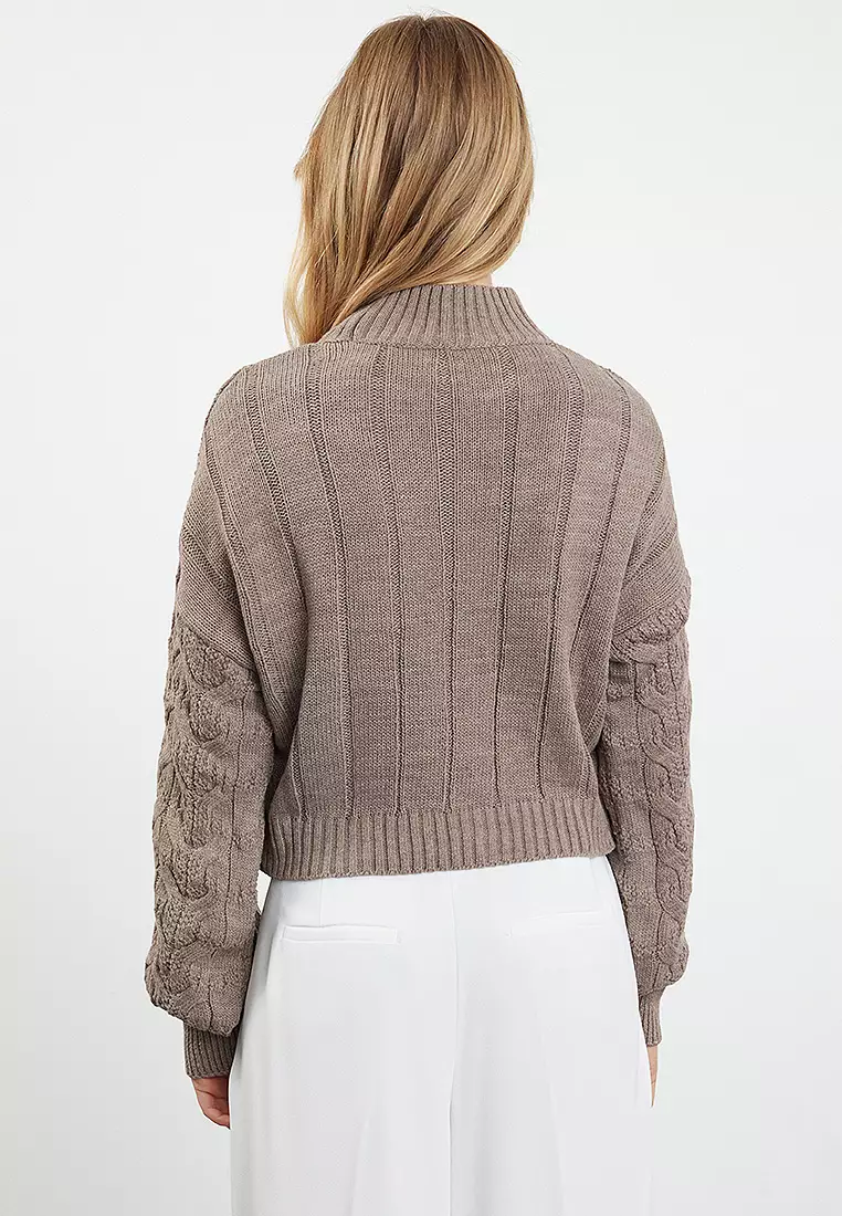 Crop High Collar Knitwear Sweater