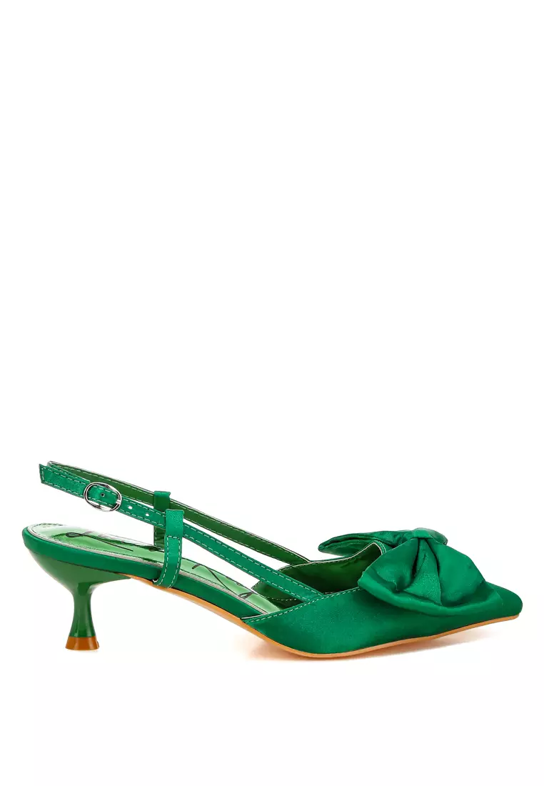Discount on London Rag  shoes - SKU: Satin Bow Slingback Sandals in Green