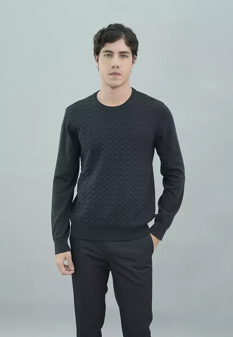 Johnwin - Sweater Pria - Motif - Hitam - FSW.660.D054.001.C-L/S