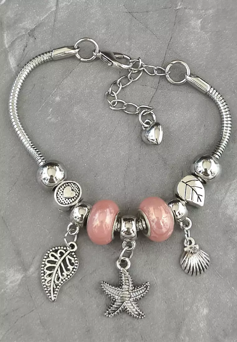 Accessories Wanita Star fish Pomora Charm Bracelet Gelang Wanita Pink, Silver