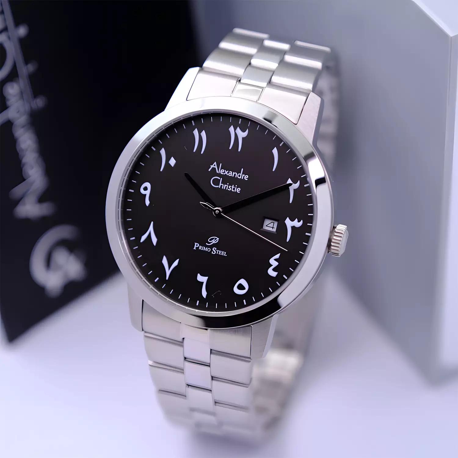Jam Tangan Analog Pria - Primo Series - Silver Black - Stainless Steel - 1007 MDBSSBASL