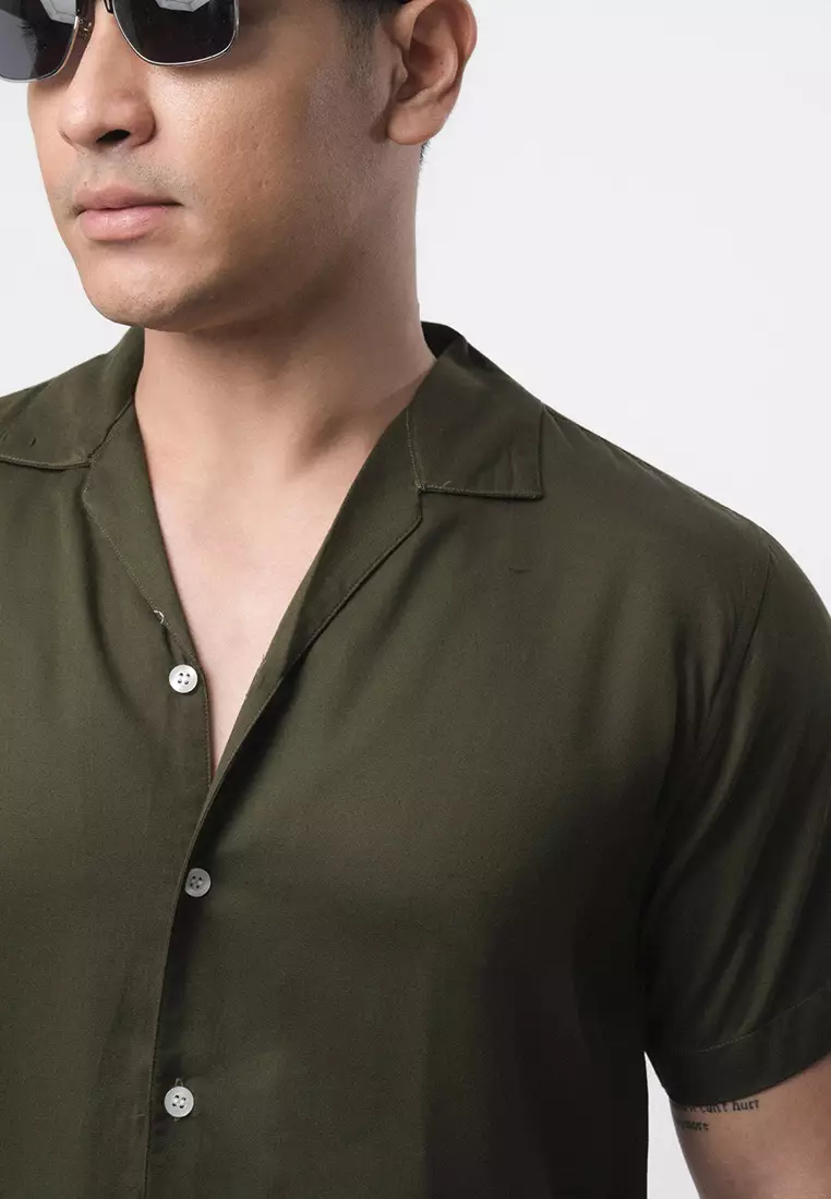 Cuban Dark Green Casual Shirt