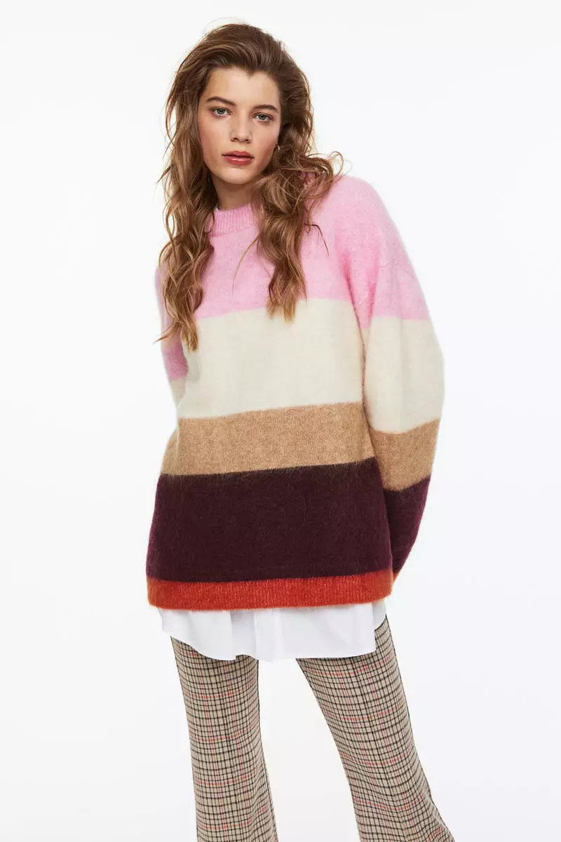 Fair Isle Longline Jumper with Recycled Polyester Pink