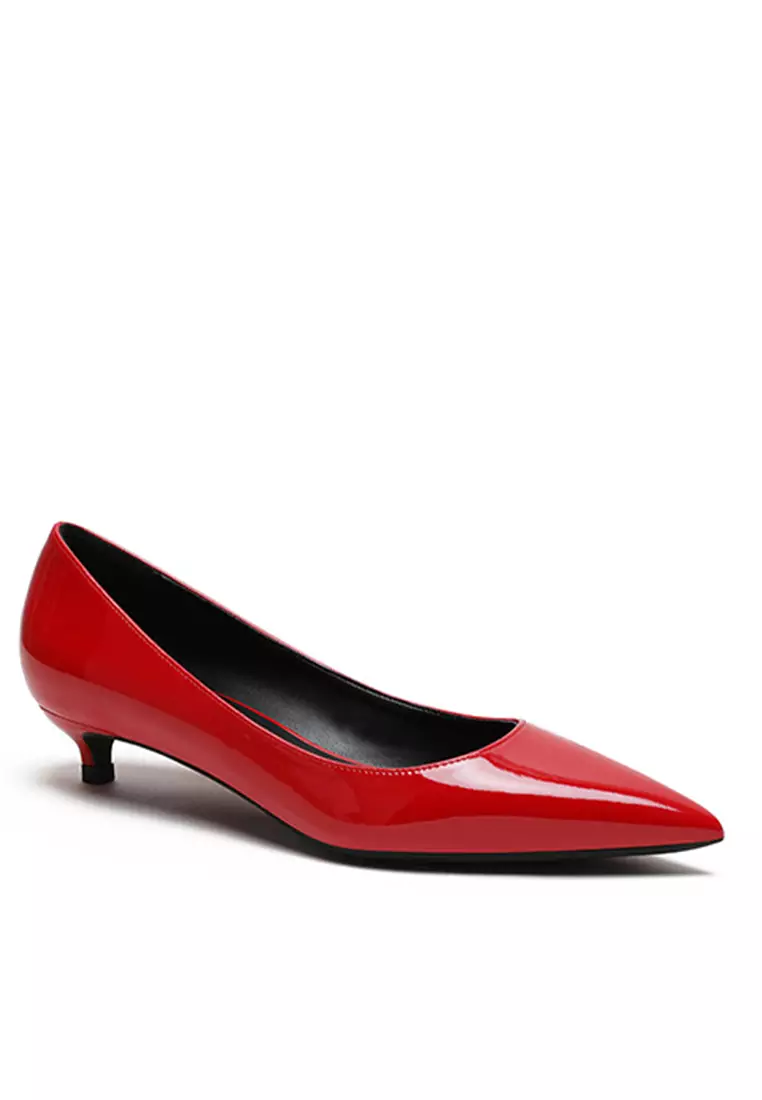 3CM Patent Pointed Kitten Heels Pumps HZL130