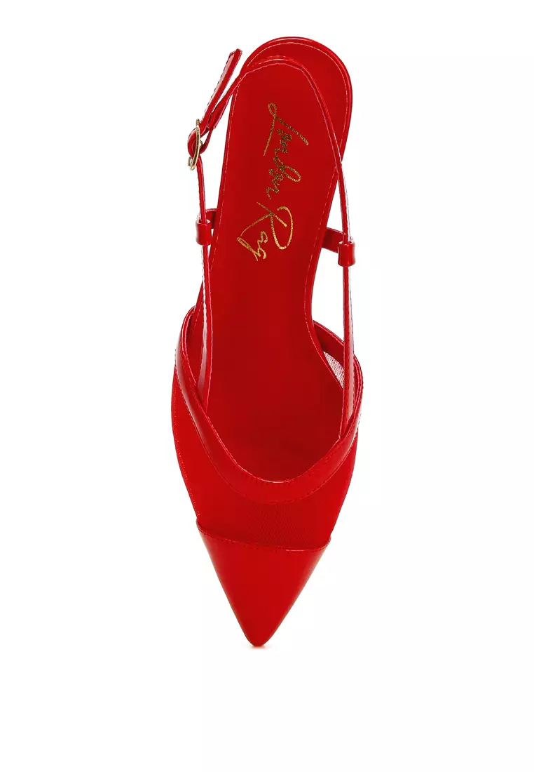 Sandal Slingback Jaring Warna Merah