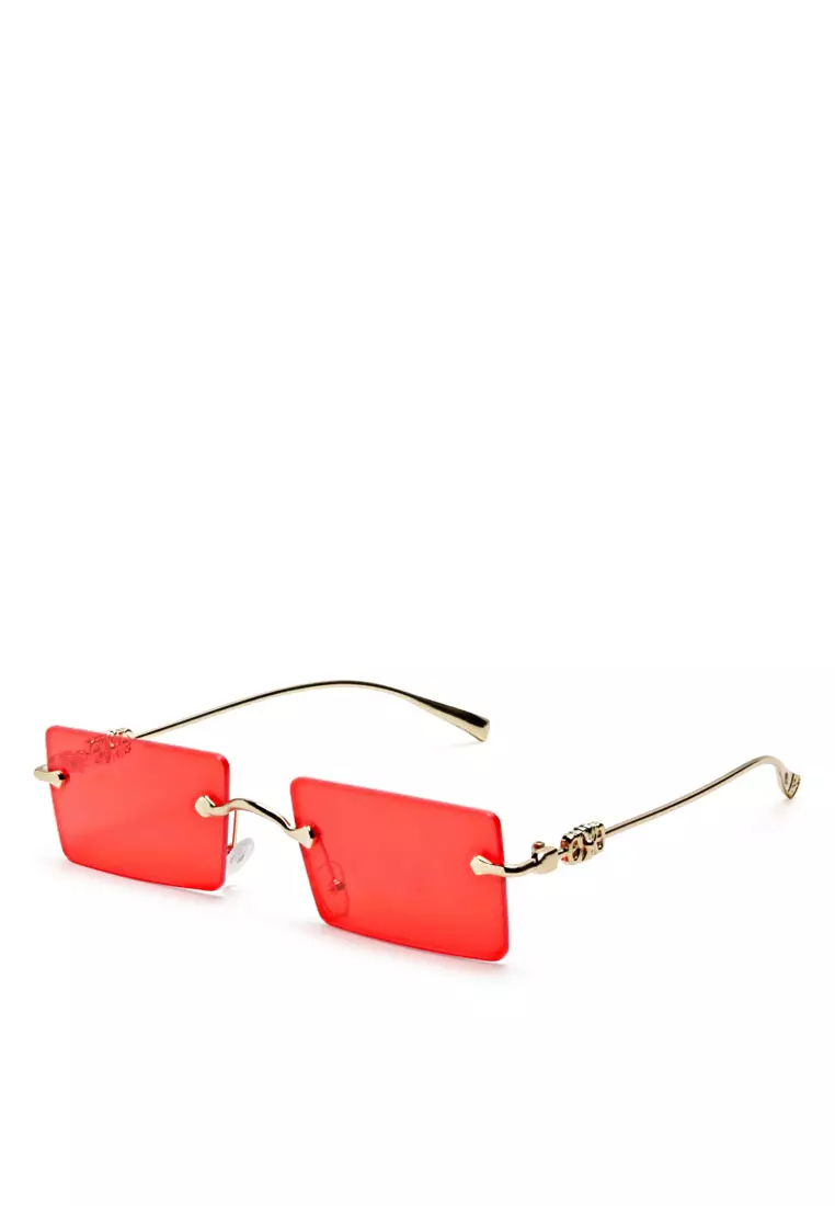Buy London Rag Rectangular Metallic Rimless Red Sunglasses 2024
