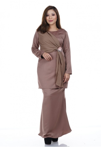 Maya Kurung from NOVEMBERMATE in Gold and Brown and Beige