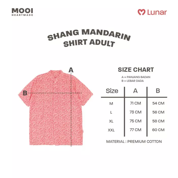 Mooi Kemeja Dewasa Lunar Collection Shang Mandarin Shirt Adult - Pink Fushia