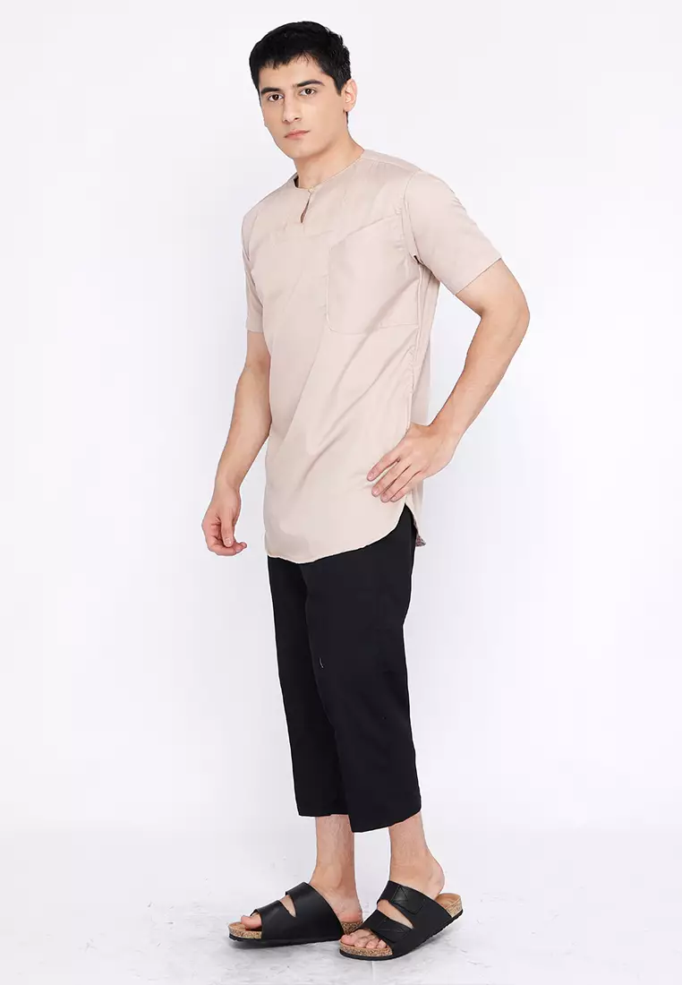 Casella Baju Koko Kurta Lengan Pendek | Casella Muslim Daily Wear 3003 Khaki