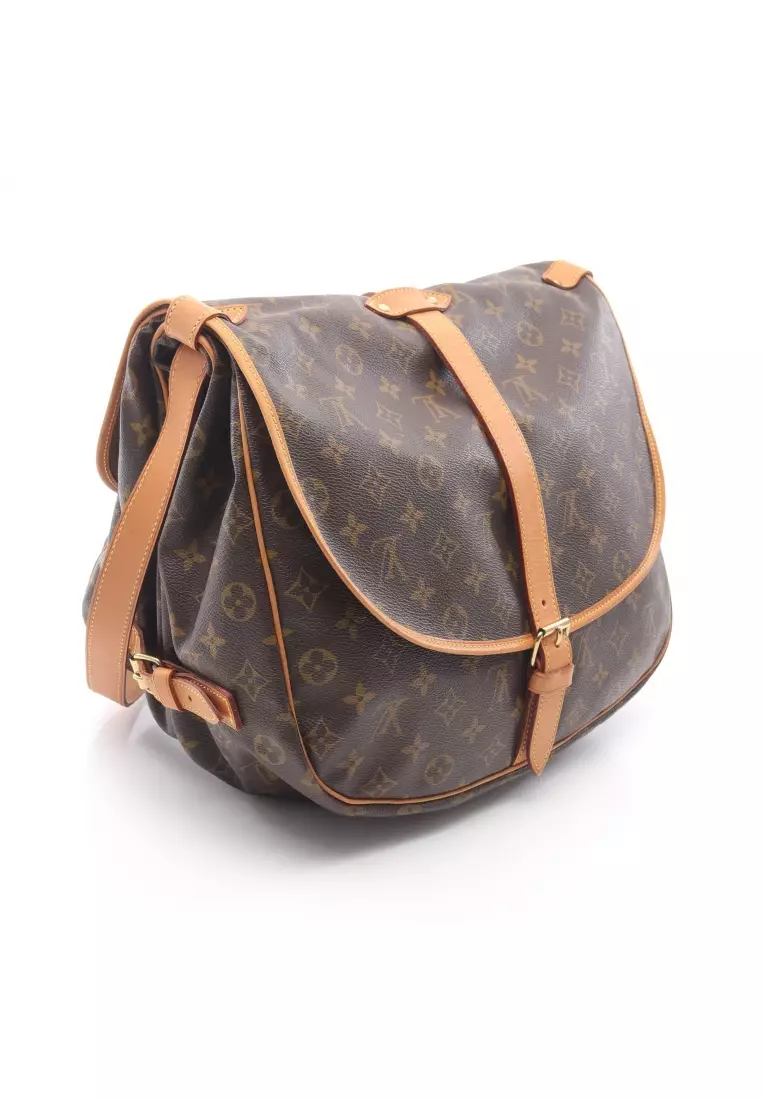 Pre-Loved Louis Vuitton Saumur 35 monogram Shoulder bag PVC leather Brown