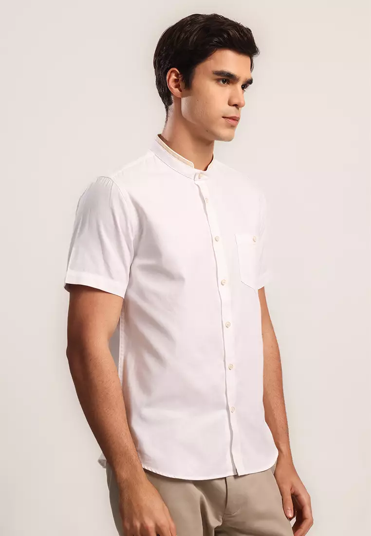 MOC Kemeja Shanghai Lengan Pendek Pria Toro B - White