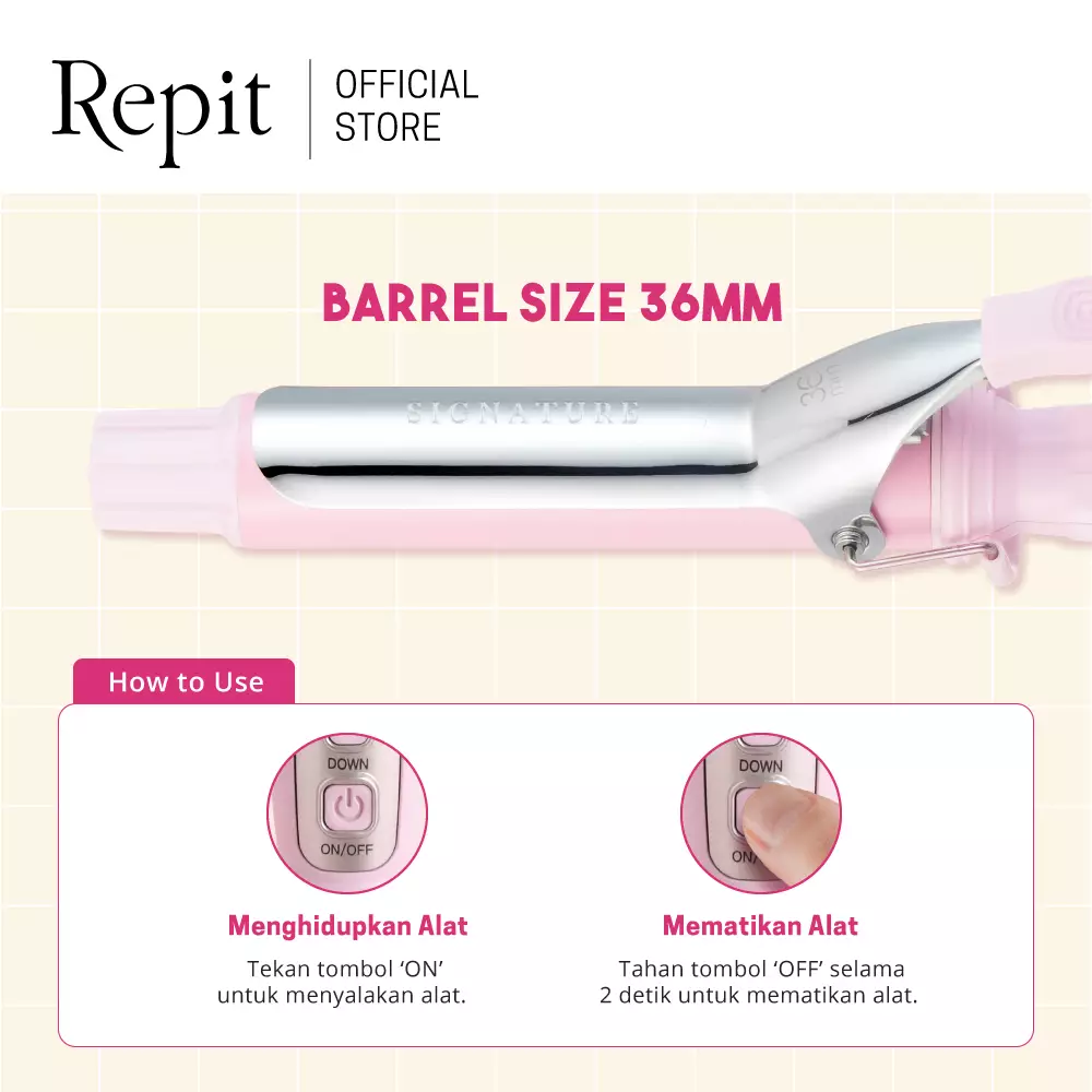Repit Pengeriting Rambut / Curling Iron P Pink 36mm