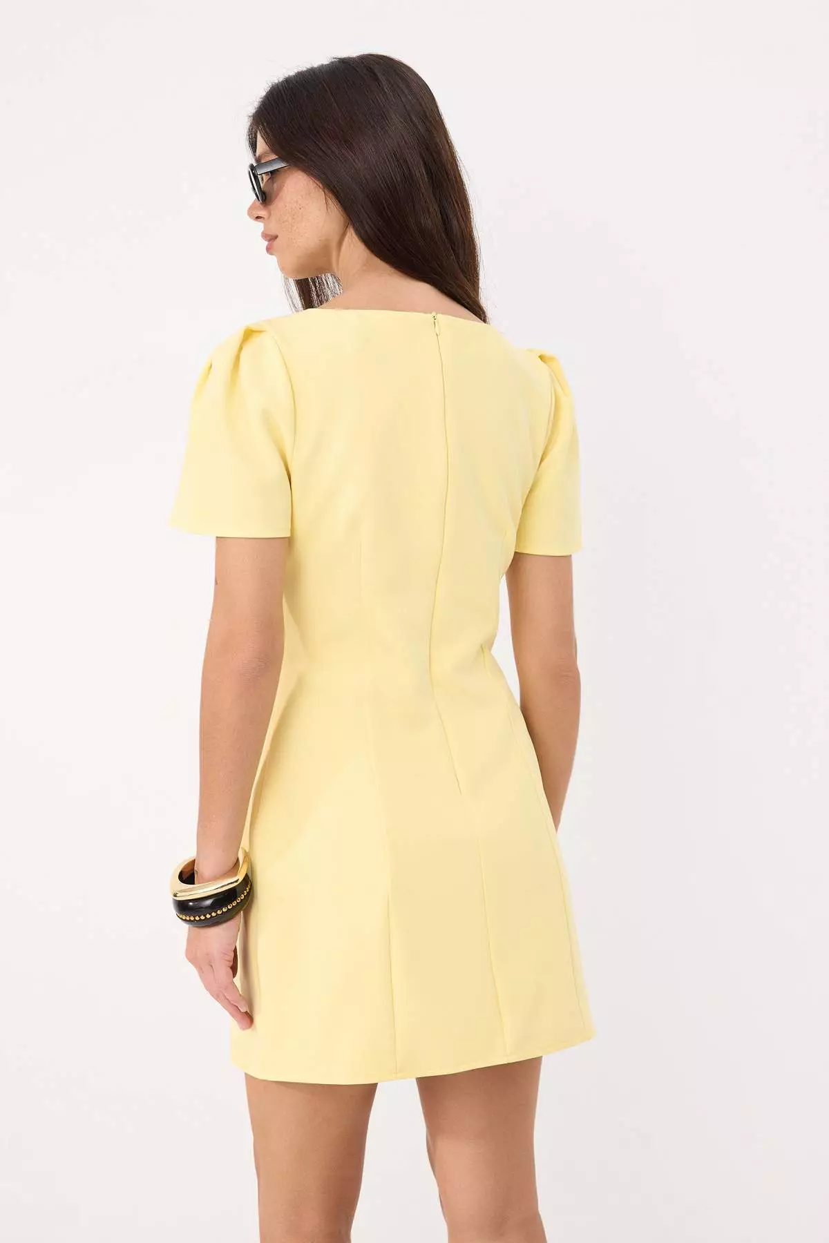 Light Yellow Fileto Pocket Detail Short / Mini Woven Dress Twoaw26El00373