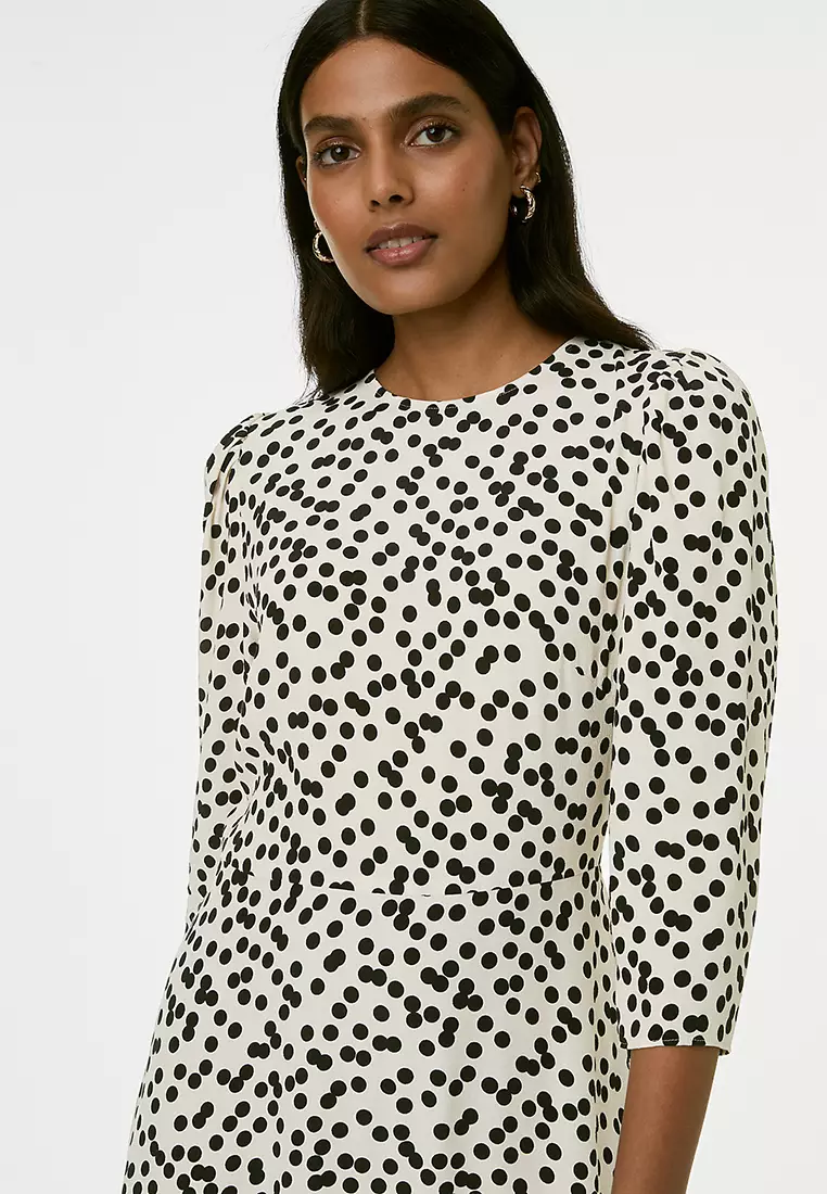 Floral Round Neck Midi Tea Dress