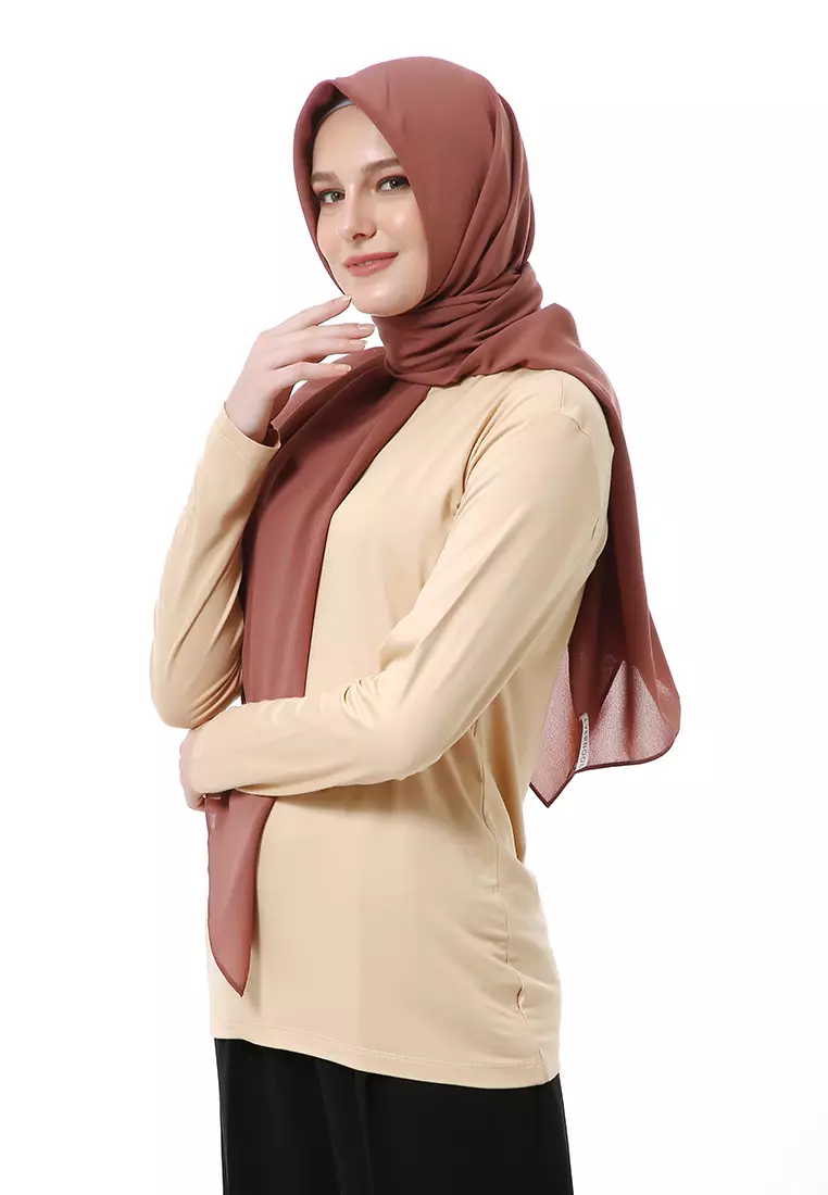 Afshin Jilbab Wanita Segiempat Motif Polos Premium Muslimah - Milo