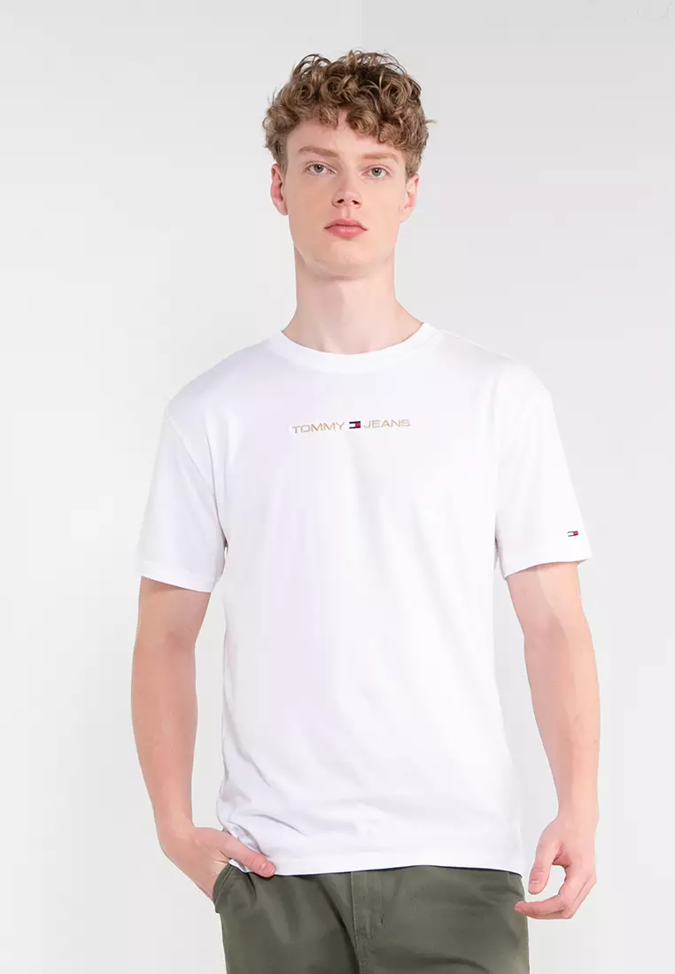 Buy Tommy Hilfiger Classic Gold Linear Tee - Tommy Jeans in White