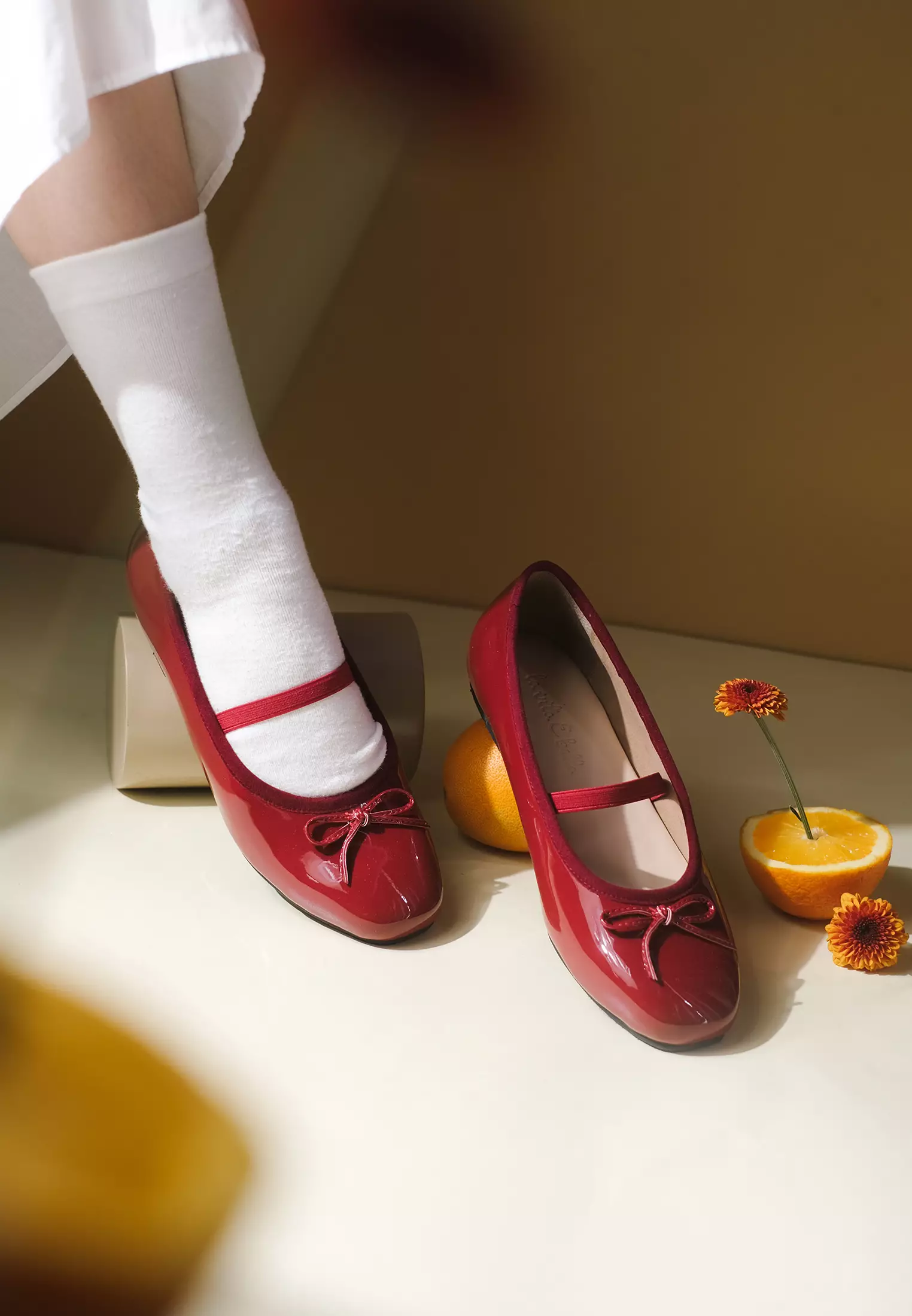 Poppy Ballerina Flat Shoes Square Toe with Bow