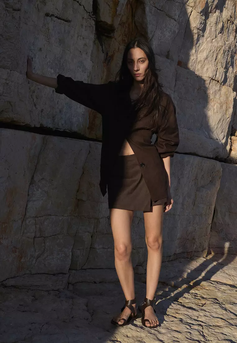 Linen-Blend Skort