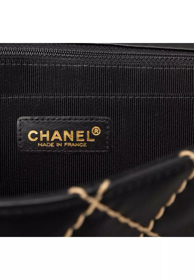 Pre-Loved Chanel Jumbo Cc Quilted Lambskin Wild Stitch Flap