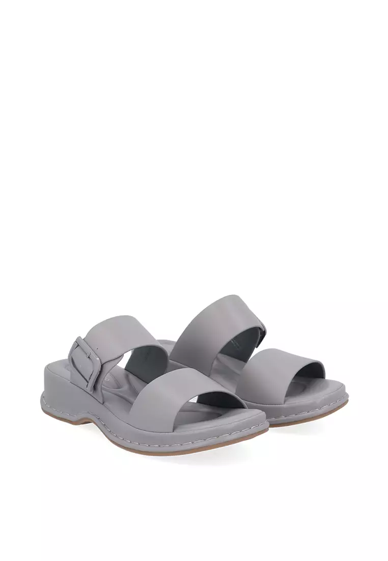 Dark Grey CR Lea Double Strap Sandals