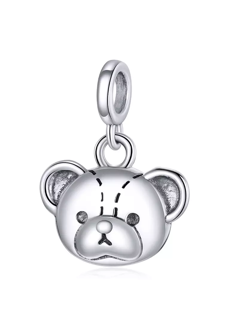 Silver teddy bear charm online