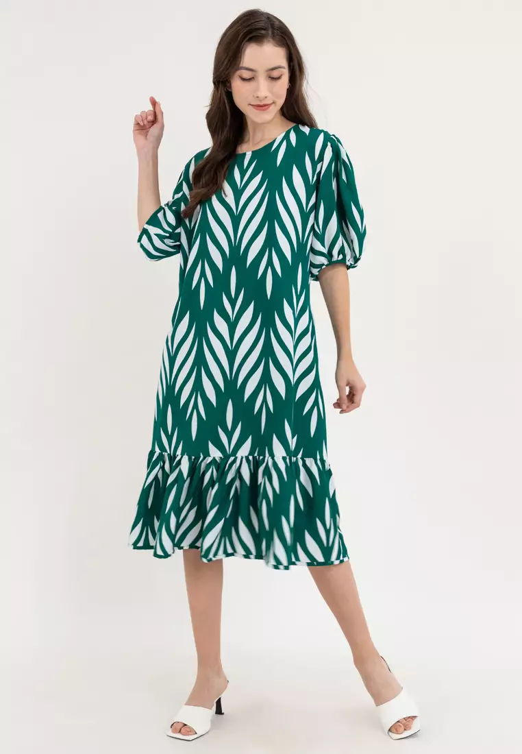 Lea Leaf Print Dress
