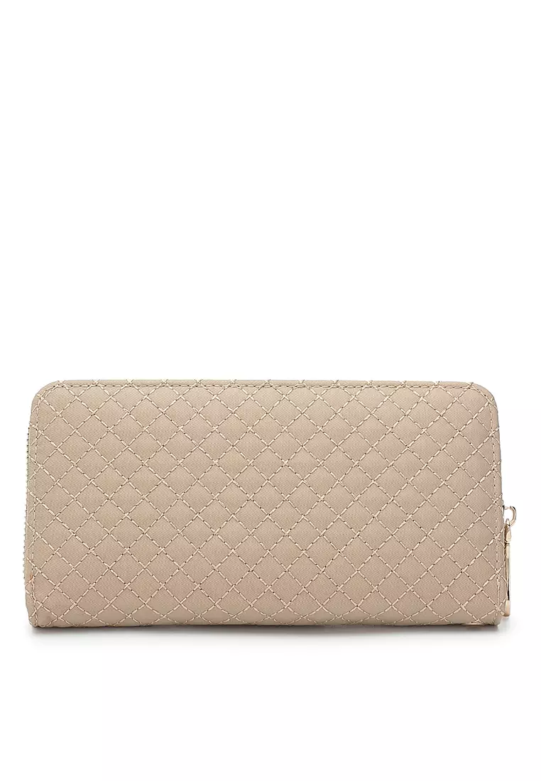 Quilted Long Purse / Wallet - Beige