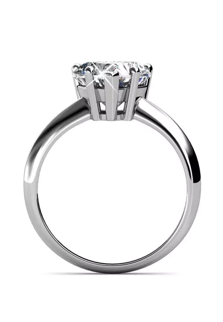 Belle Heart Ring (White Gold) - Cincin Crystal Swarovski® by Her Jewellery