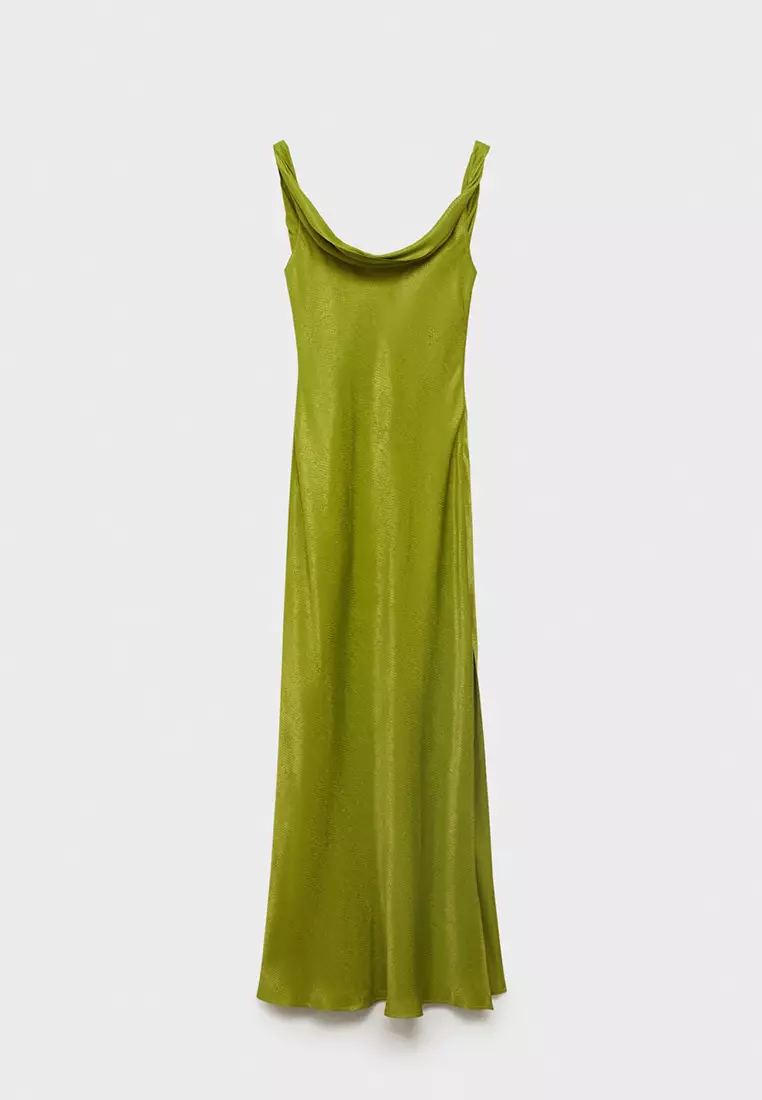 Satin Texture Dress With Draped Neck