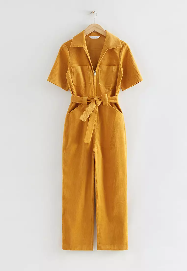 Belted Corduroy Jumpsuit