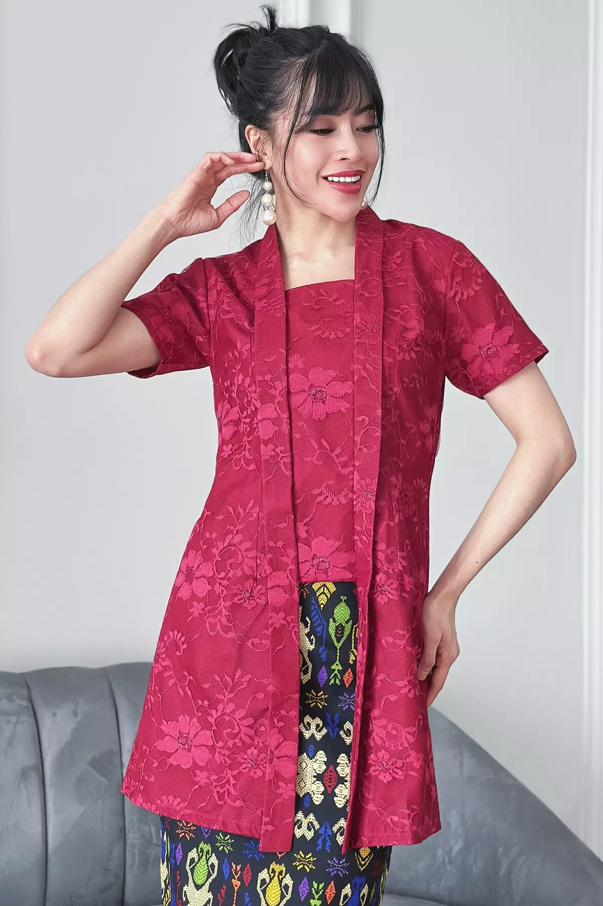 Chandani Maroon Kebaya Panjang