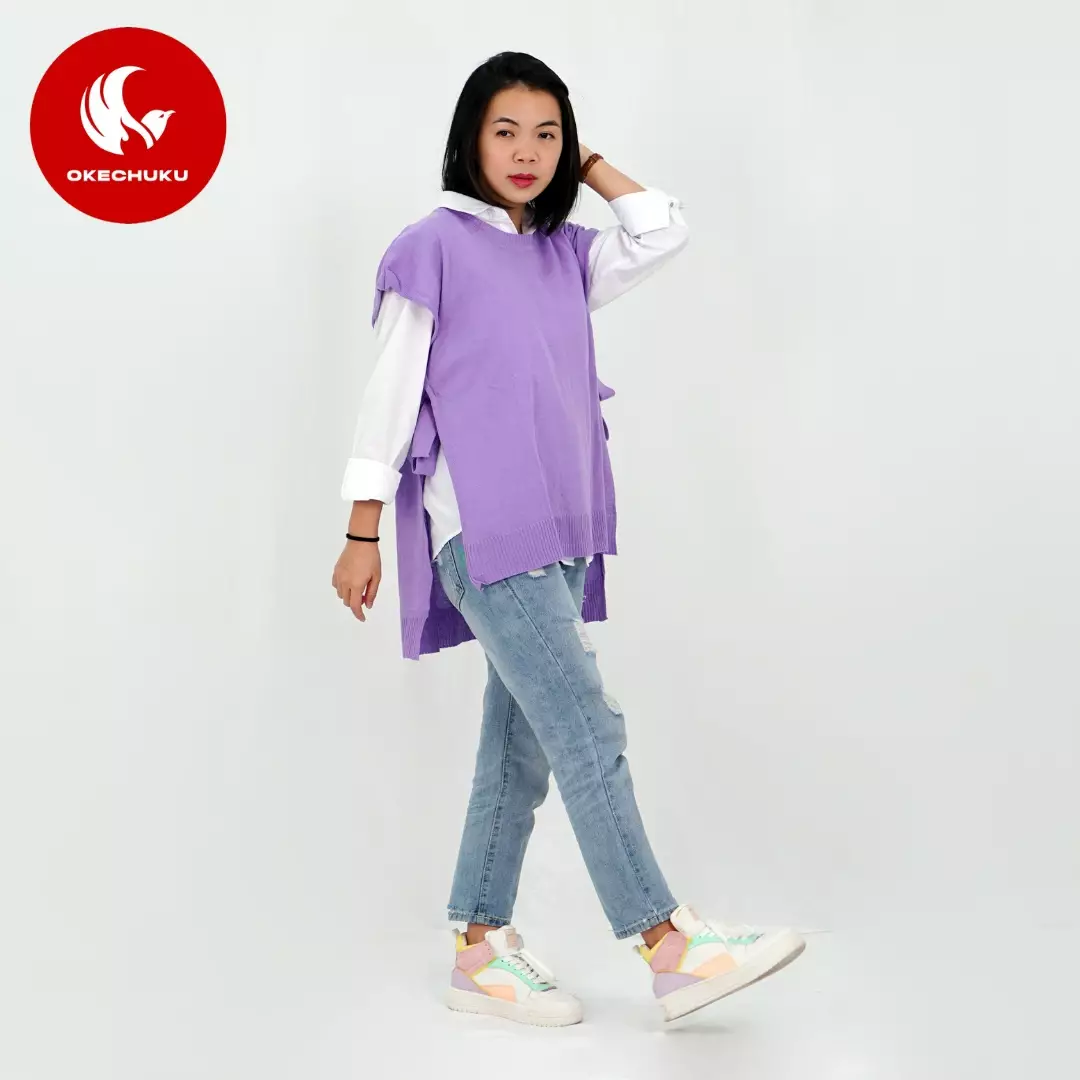 OKECHUKU Andien Knit Vest Korean Style Rompi Rajut Wanita Polos Vest Tali Outer Hijab