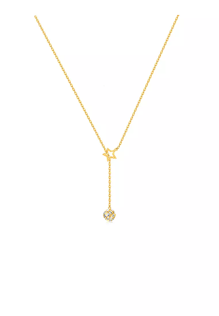 5G Gold Collection 375/9K Star & Sphere Y-Shape Gold Necklace R178
