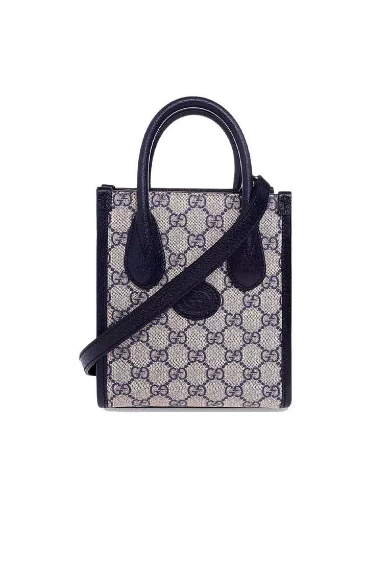 Buy Gucci GG Supreme Canvas Unisex Small Tote Crossbody Bag Navy