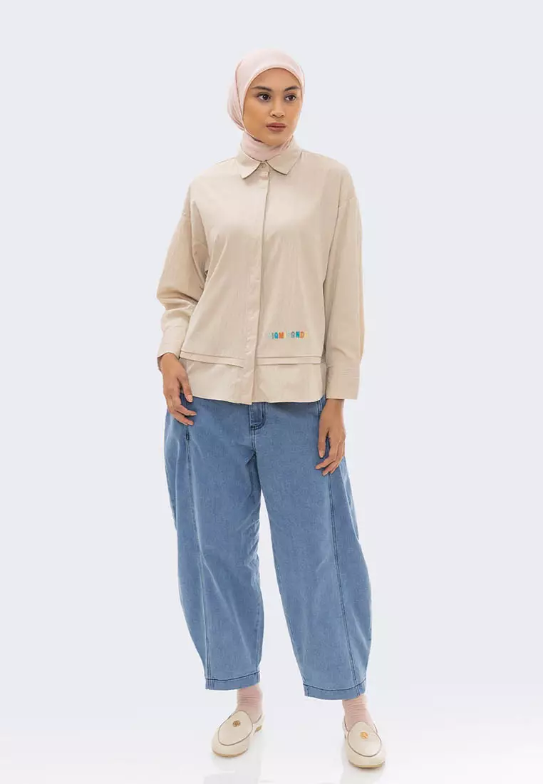 Ria Miranda Cream Merlot Shirt