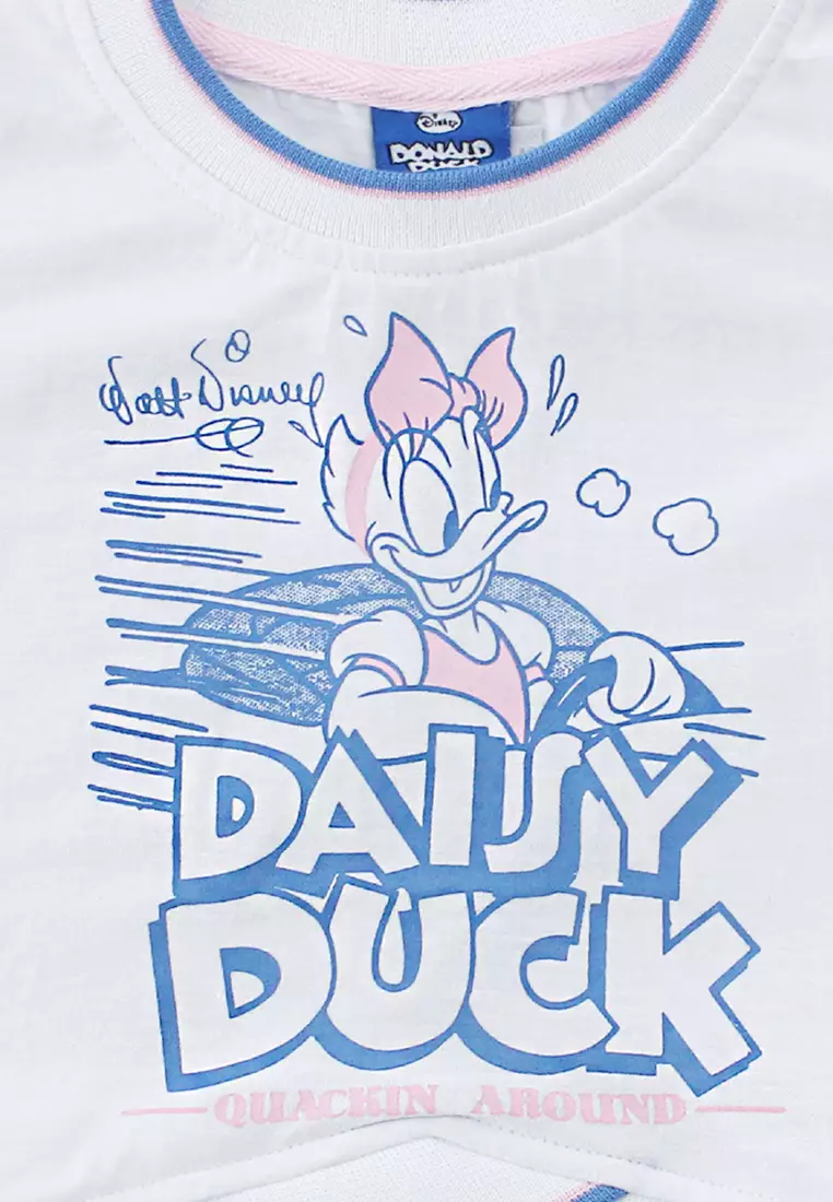 Crop Tshirt/ Kaos Crop Anak White/ Daisy Duck Little Lady