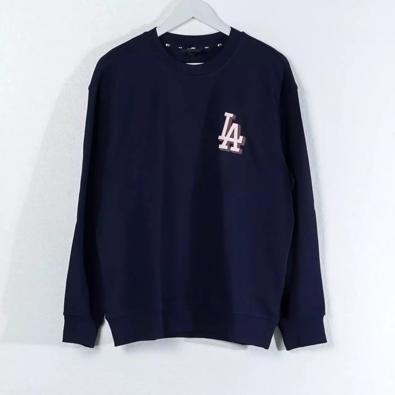 Sweater MLB LA SQUARE MONOGRAM ORANGE BACK NAVY SWEATSHIRT 100% ORIGINAL