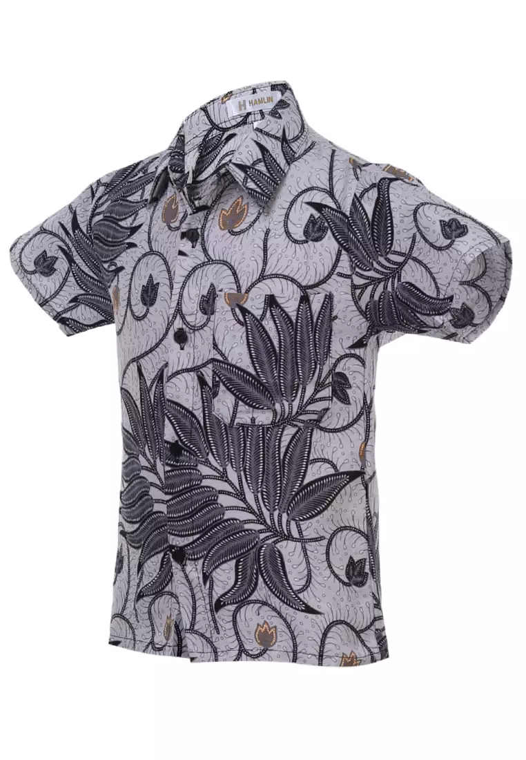 Lucas Kemeja Formal Batik Anak Laki-laki Lengan Pendek Motif Melati Kids Traditional Shirt Material Cotton ORIGINAL - White