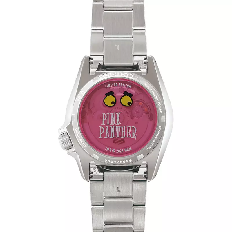 Jam Tangan Pria Seiko 5 Sports x Pink Panther SRPM07K1 Pink Dial Stainless Strap Limited Eidtion + Extra Strap