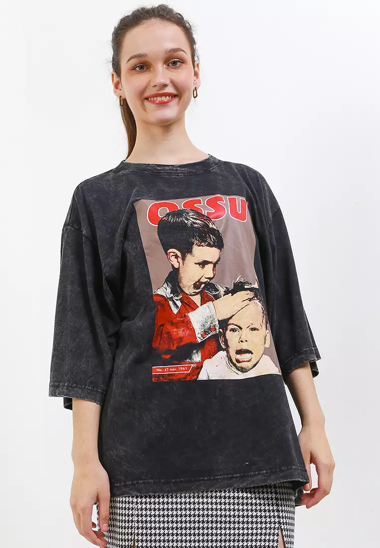 Ossu Oversize Washing Tshirt  Kiddy Cuts Graphic Heavy Cotton