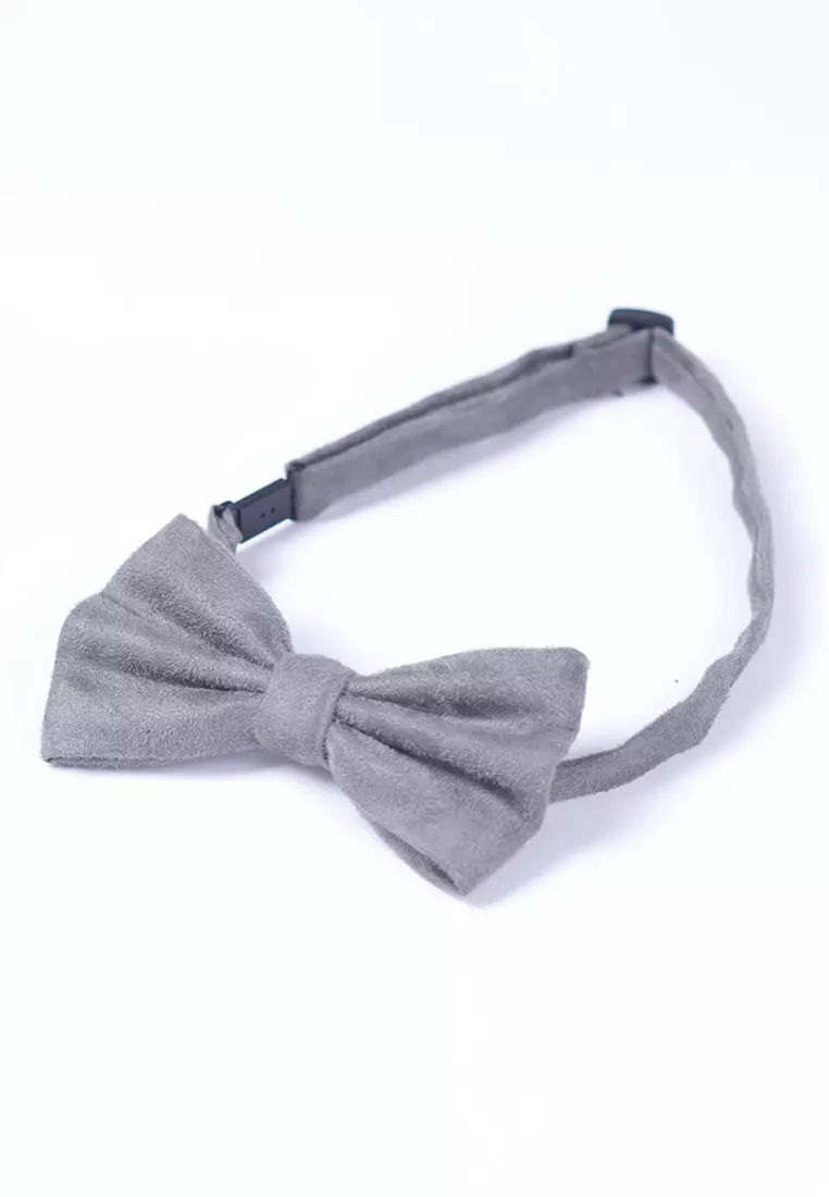Dasi kupu kupu bowtie wedding bahan suede / beludru abu-abu